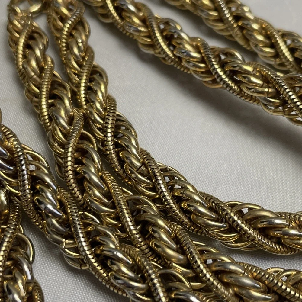 Vintage Twisted Chain Necklace Chunky Gold Tone 29" Long Retro Jewelry - Picture 9 of 9